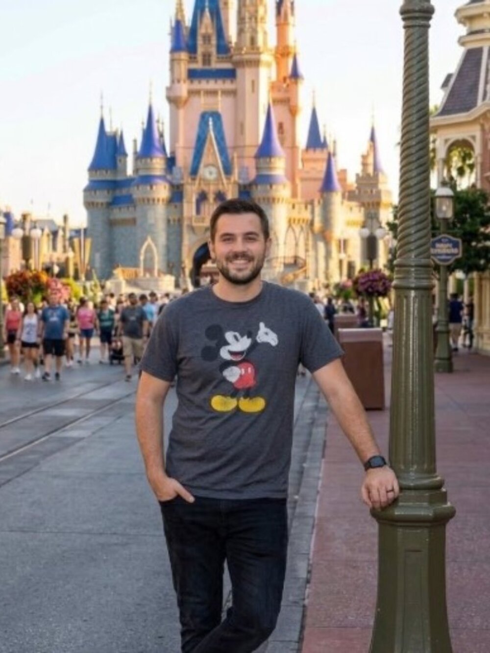 Mickey Mouse Disney Graphic Charcoal Distressed T-shirt Size 2XL Classic Dad